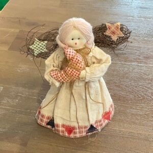 Handcrafted Angel Doll with Pink Hair